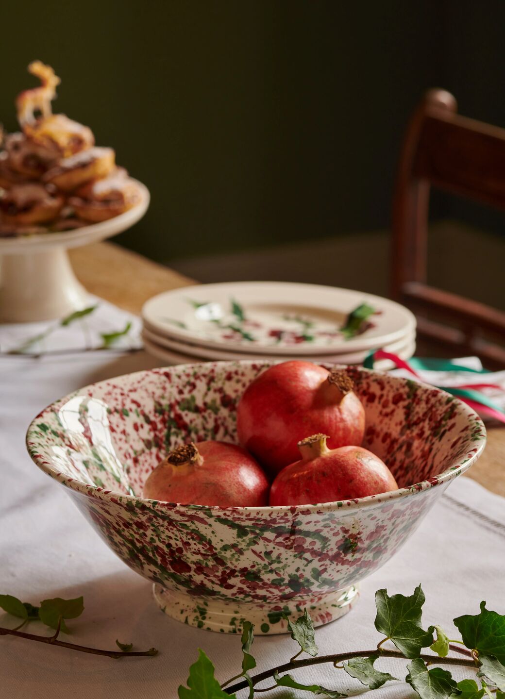 Christmas Splatter Large Serving Bowl