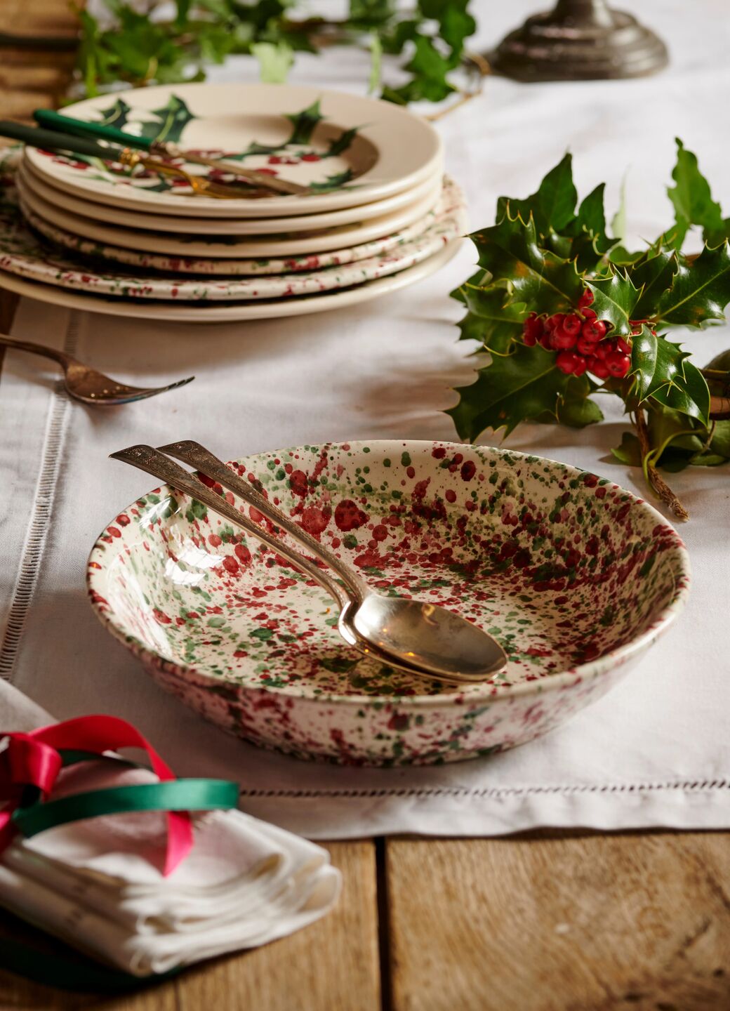 Christmas Splatter Medium Pasta Bowl