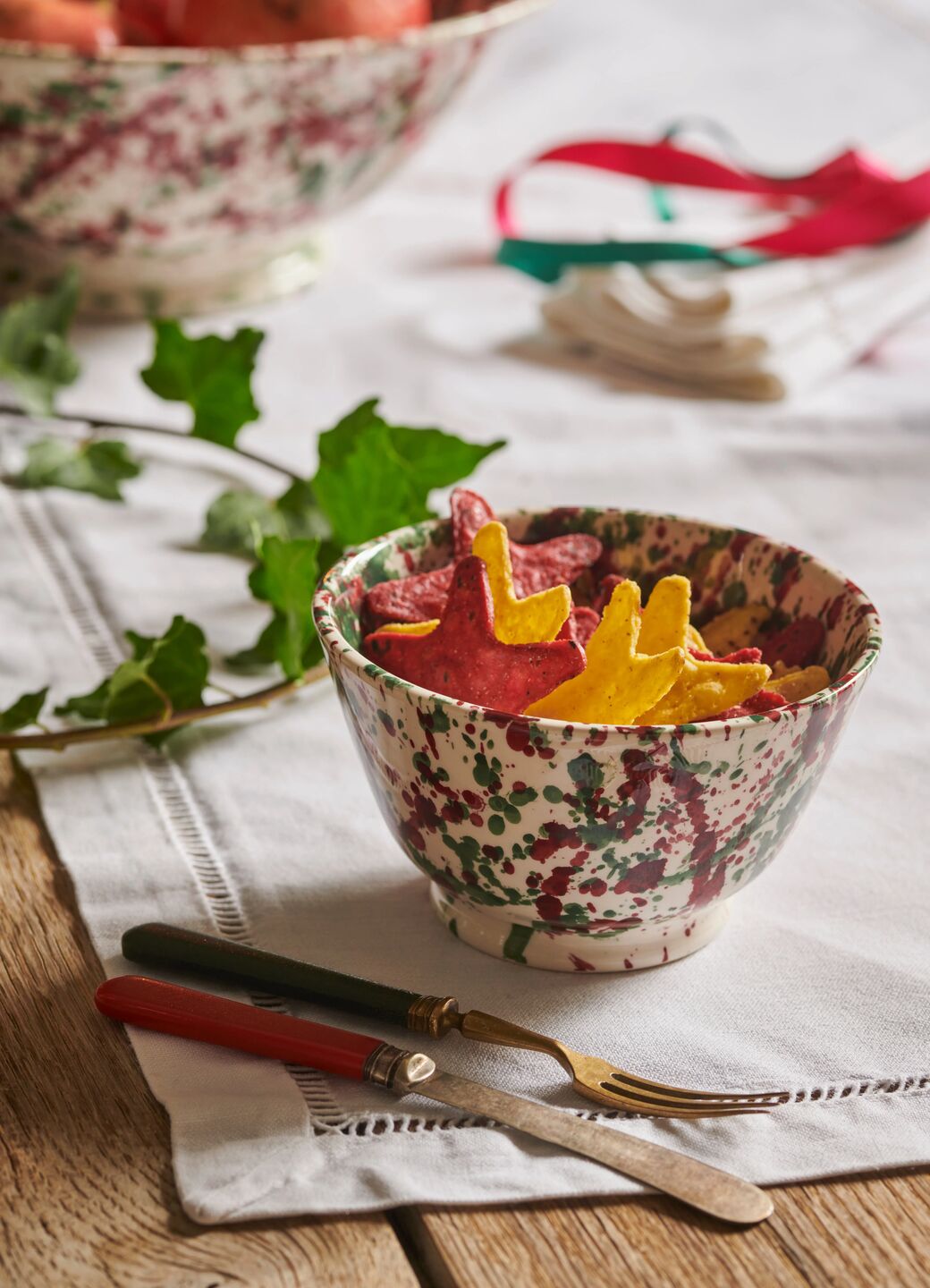 Christmas Splatter Small Old Bowl