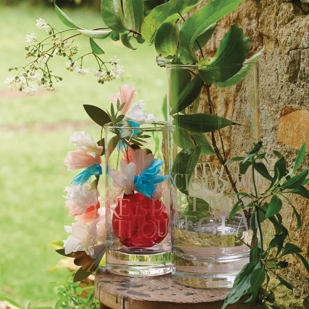 Black Toast Large Straight Sided Glass Vase Emma Bridgewater UK
