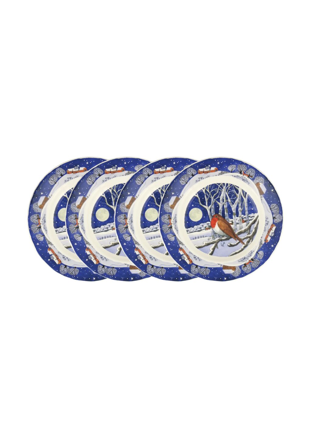 Midnight Robin Medium Dinner Plate, 8.5 Inch - Set of 4