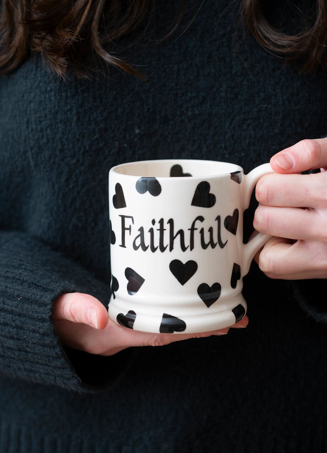 Personalised Black Hearts 1/2 Pint Mug