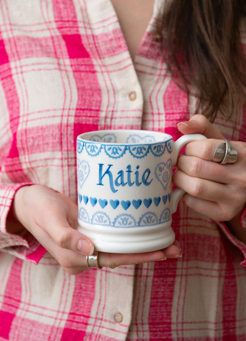 Personalised Blue Sampler 1/2 Pint Mug
