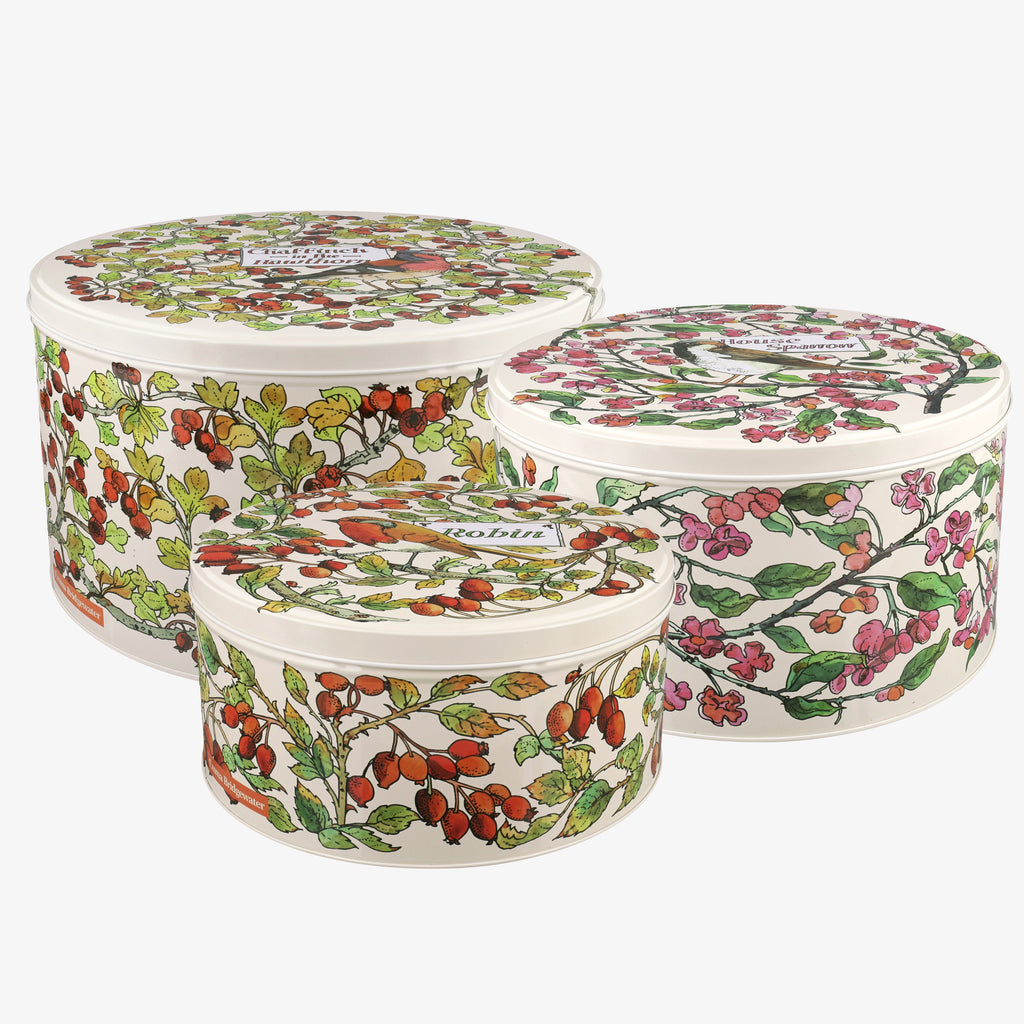 Birds In The Hedgerow Set Of 3 Round Cake Tins