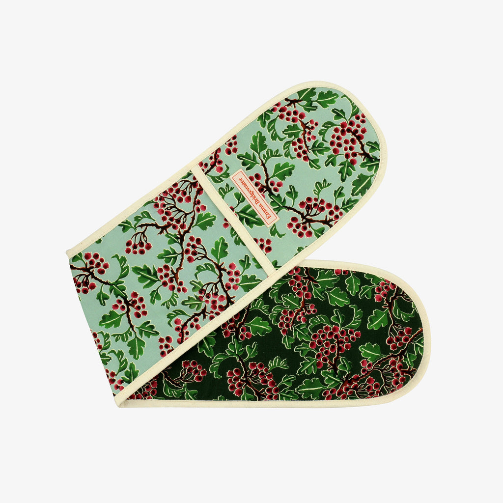 Hawthorn Berries & Robin Blue Tea Towel & Double Oven Glove Set Emma