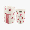 Emma Bridgewater Pink Hearts Chilly's Coffee Cup - made from 18/8 stainless steel featuring pink and red heart shaped prints, non-stop coffee at the ready!