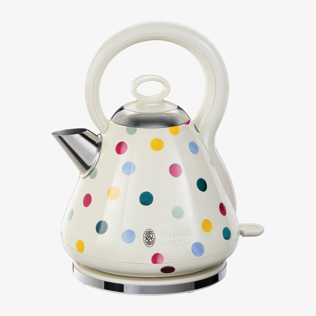 Russell Hobbs x Emma Bridgewater Polka Dot Kettle - White electric kettle featuring colourful polka dots to add a quirky splash of colour to your kitchen (UK plug)