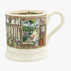 Emma Bridgewater ceramic 1/2 Pint Mug - Classic white mug made from earthenware featuring a hand painted warm colour palette and the cosy scene any home, gardeners would love this mug.