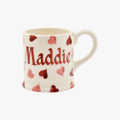 Personalised Pink Hearts Tiny Mug Decoration