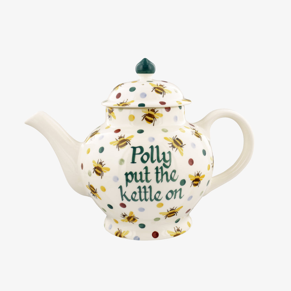Personalised Bumblebee & Small Polka Dot 4 Mug Teapot