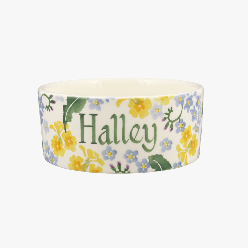 Personalised Forget Me Not & Primrose Small Pet Bowl