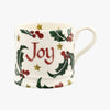 Emma Bridgewater Personalised Christmas Holly With Star Small Mug. A cute small mug in 175ml with Christmas holly plant and Christmas star pattern. Personalise with your name or message.