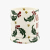 Personalised Christmas Holly With Star 1/2 Pint Mug