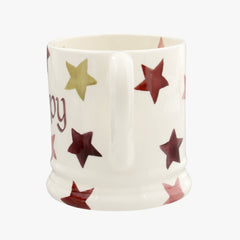 Personalised Pink & Gold Stars 1/2 Pint Mug