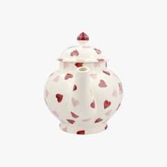 Personalised Pink Hearts 4 Mug Teapot