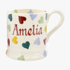 Personalised Polka Hearts 1/2 Pint Mug