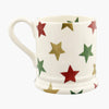 Personalised Red, Green & Gold Star 1/2 Pint Mug