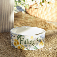 Personalised Forget Me Not & Primrose Small Pet Bowl